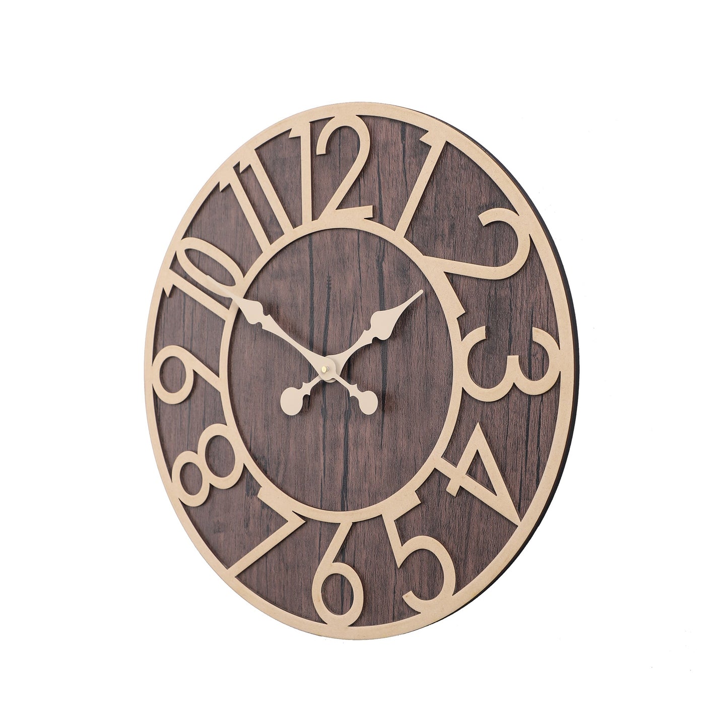 wc15 Rustic Wooden Wall Clock with Gold Accents