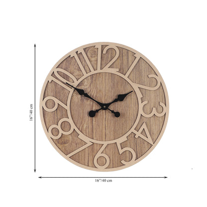 wc13 Rustic Light Brown Wooden Wall Clock with Roman Numerals