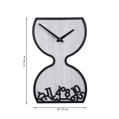 wc18 Grey Wooden Hourglass Wall Clock with Black Accents