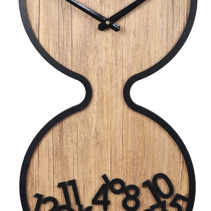 wc17 Wooden Hourglass Wall Clock with Black Accents