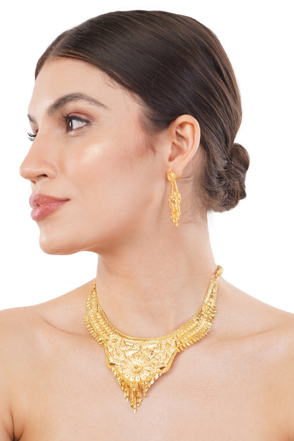 05 1Gm Gold Haar Necklace and Earring Set