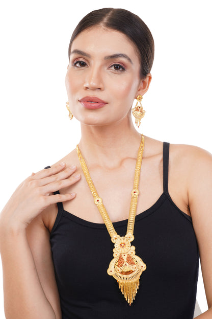 012 Traditional Indian 1Gm Gold Rani Haar Necklace and Earring Set