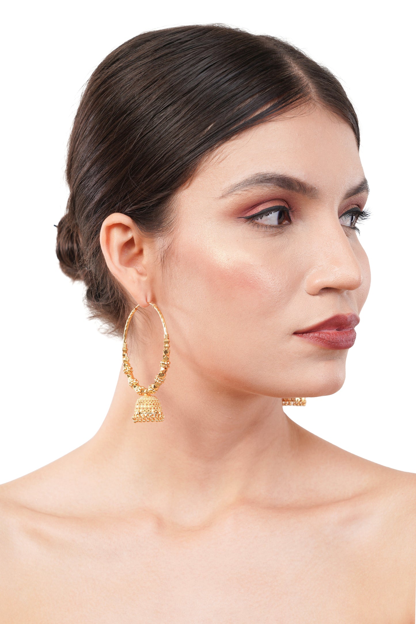 034 Jhumka Hoop 1Gm Gold Earrings Set