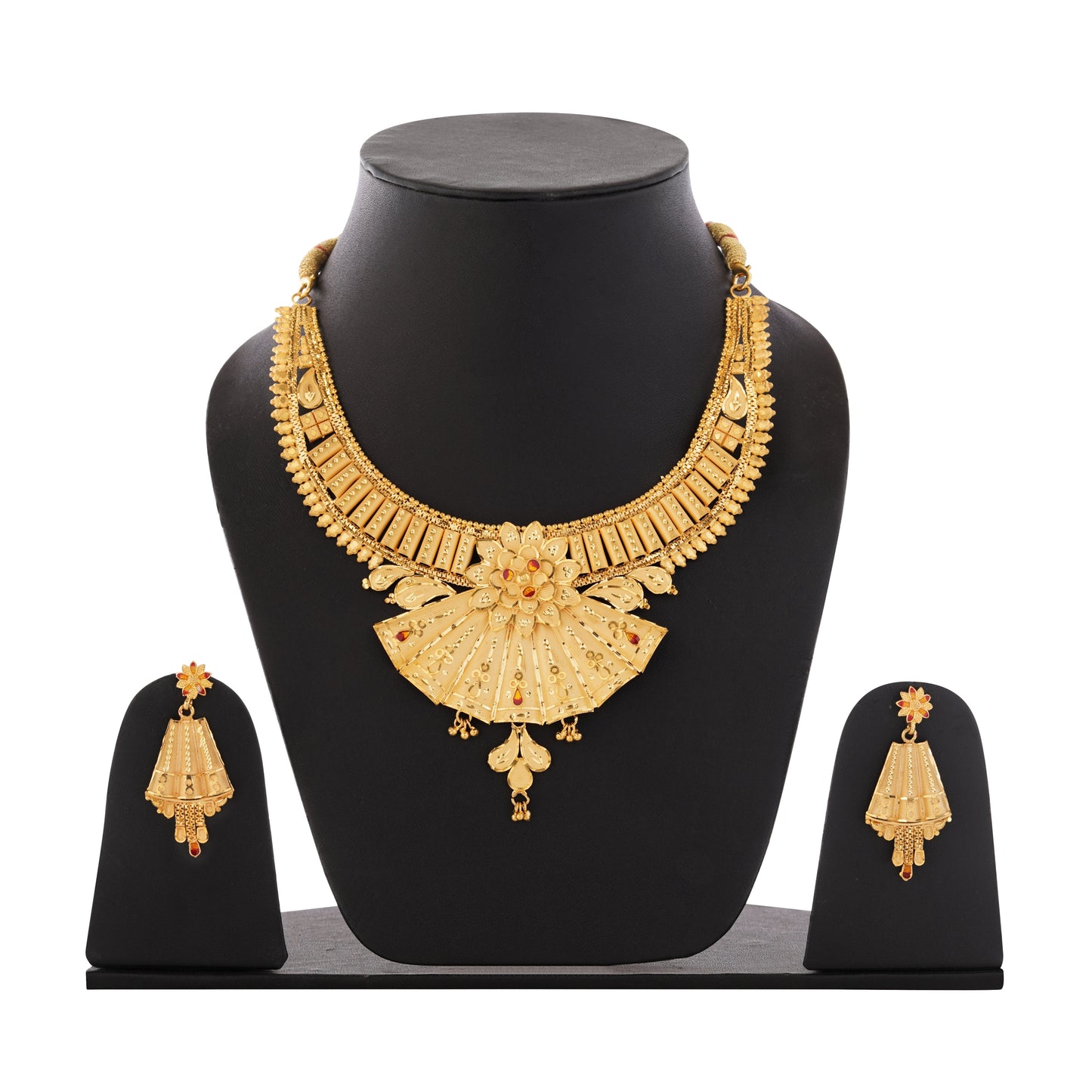 04 Traditional Indian Gold Necklace and Earring Set