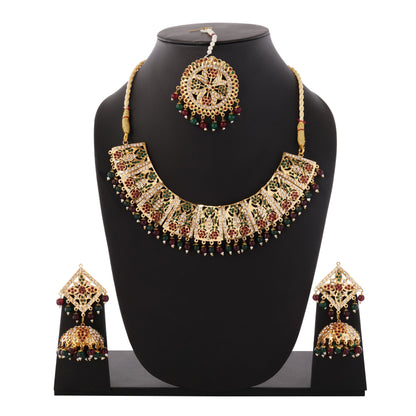 018 Ethnic and Party Wear 1Gm Gold Plated Necklace and Earring Set