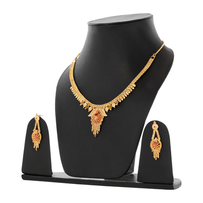 08K1 1Gm Gold Rani Haar Necklace and Earring Set