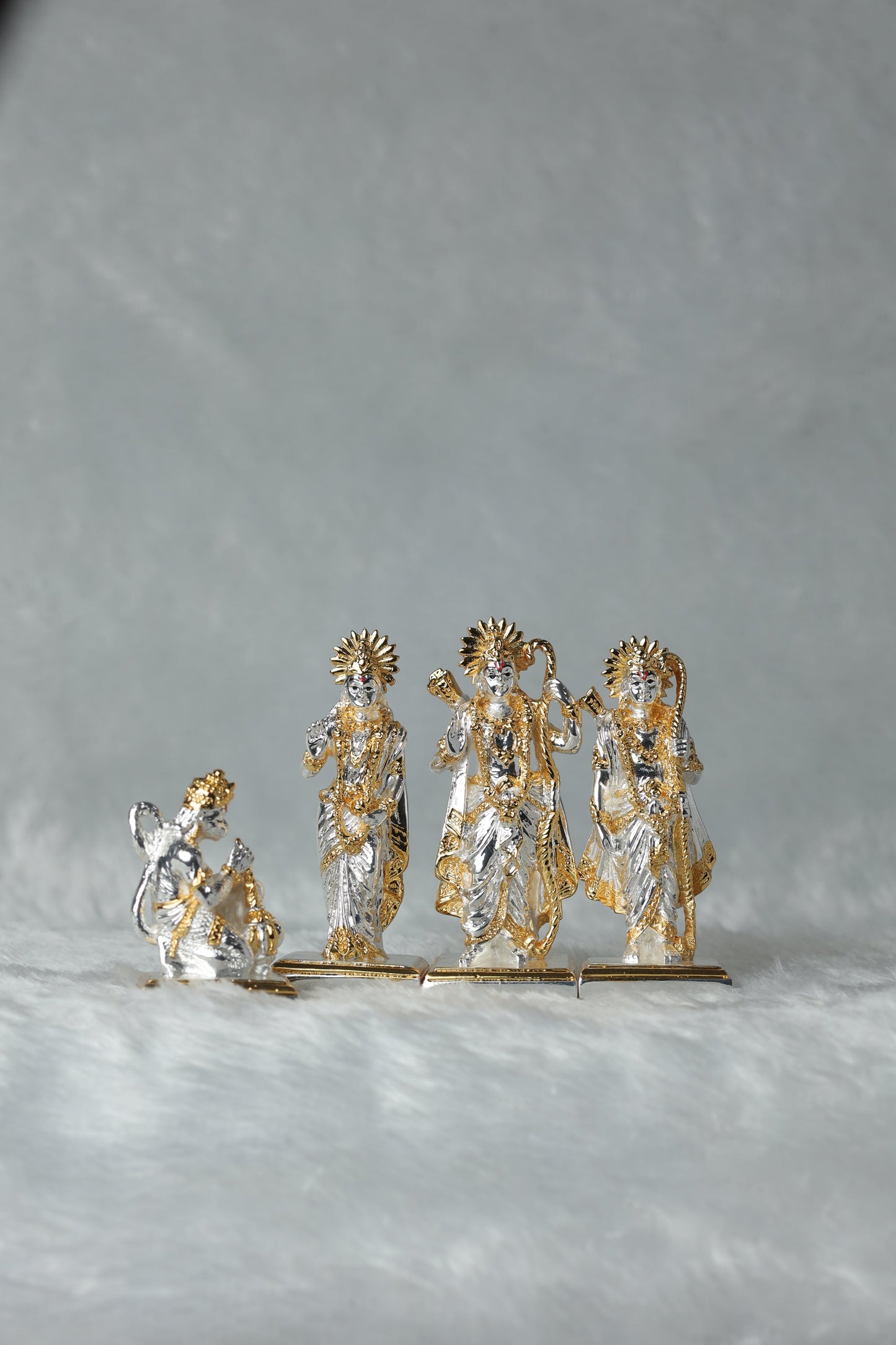 Ram Sita Laxman Hanuman Silver Plated Statue